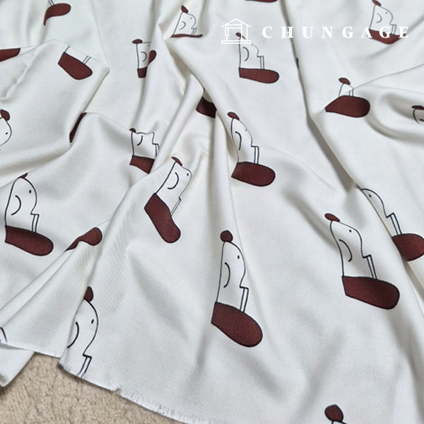 レーヨン生地子犬パタン生地30カウントホワイト