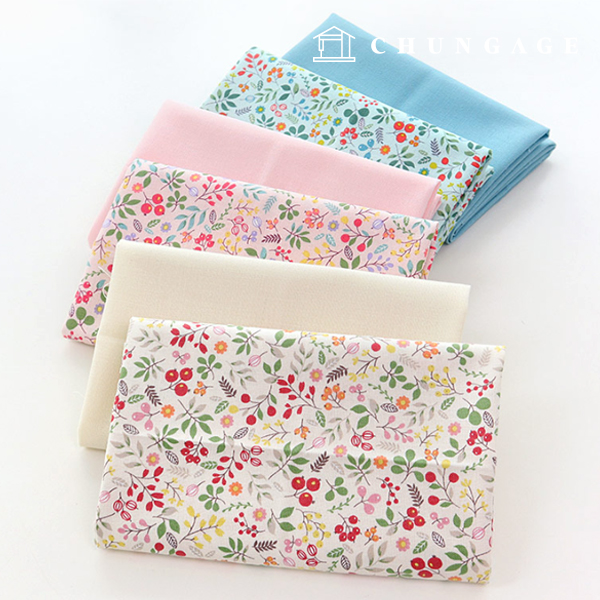 生地パッケージフラワーさくらんぼ生地平織り人形子犬服作りモリーフラワー6種1/4ヤード9534