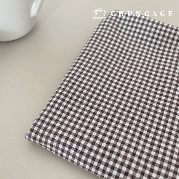 綿生地チェック 先生生地 40 カウントグラスチェック ブラウン 4518