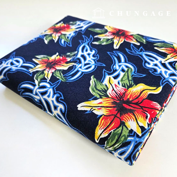 リネン生地二重紙20カウントジャカード広幅ファンタスティックリリーフラワーネイビー9501
