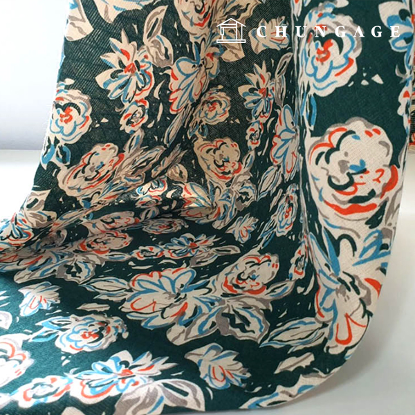 リネン生地二重紙20カウントジャカード広幅トロピカルカーキ9498