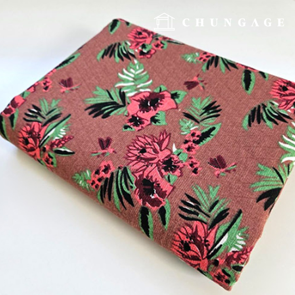リネン生地二重紙20カウントジャカード広幅トロピカルブラウン9497