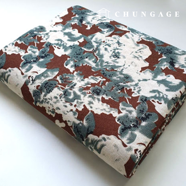 リネン生地二重紙20カウントジャカード広幅デカールコマニ2チョコ9494