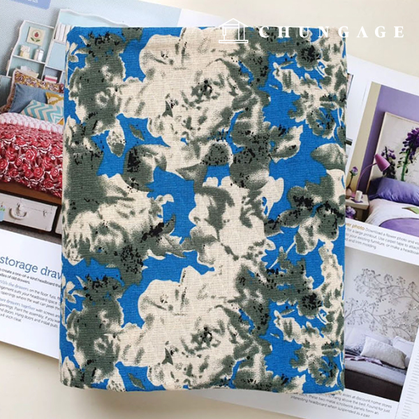 リネン生地二重紙20カウントジャカード広幅デカールコマニ2 青色9493