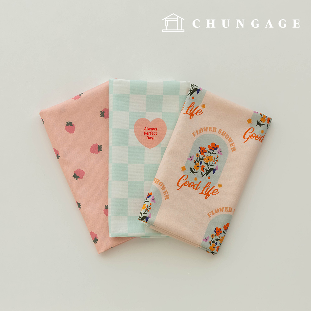 生地パッケージフラワーさくらんぼ生地チェック千人形子犬服作り3種269