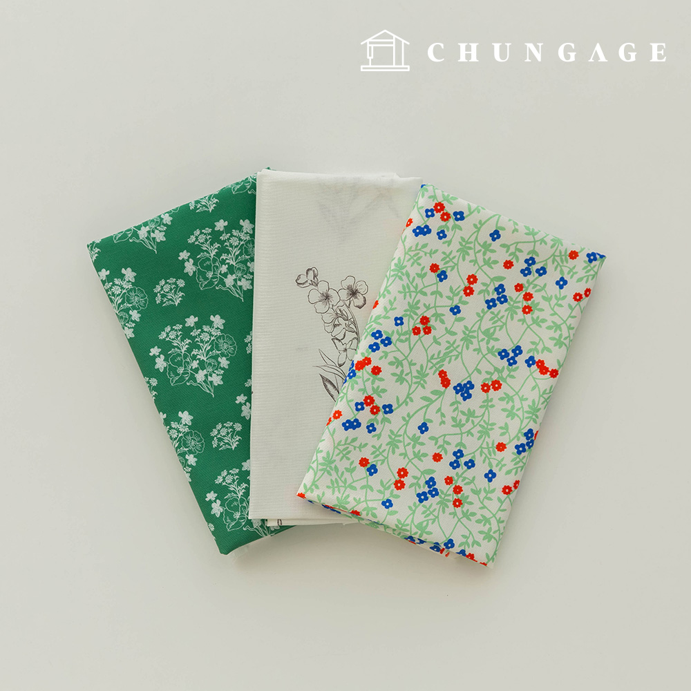 生地パッケージフラワーフェンス生地花柄布人形子犬服作り3種270