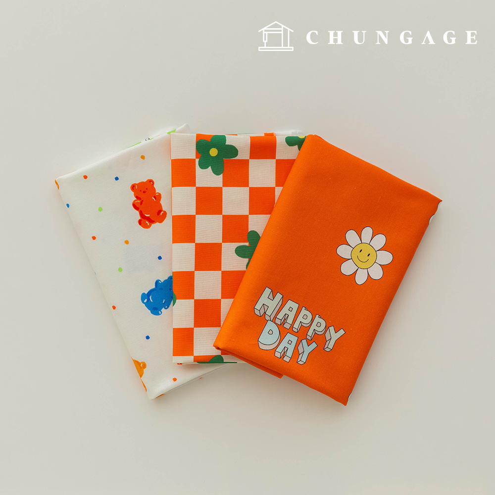 生地パッケージフラワーフェンス生地チェック千人形子犬服作り3種271