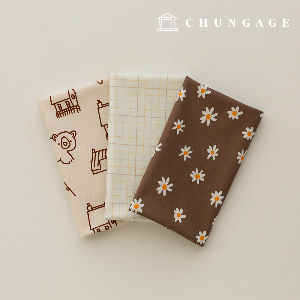 生地パッケージフラワーさくらんぼ生地チェック千人形子犬服作り3種282