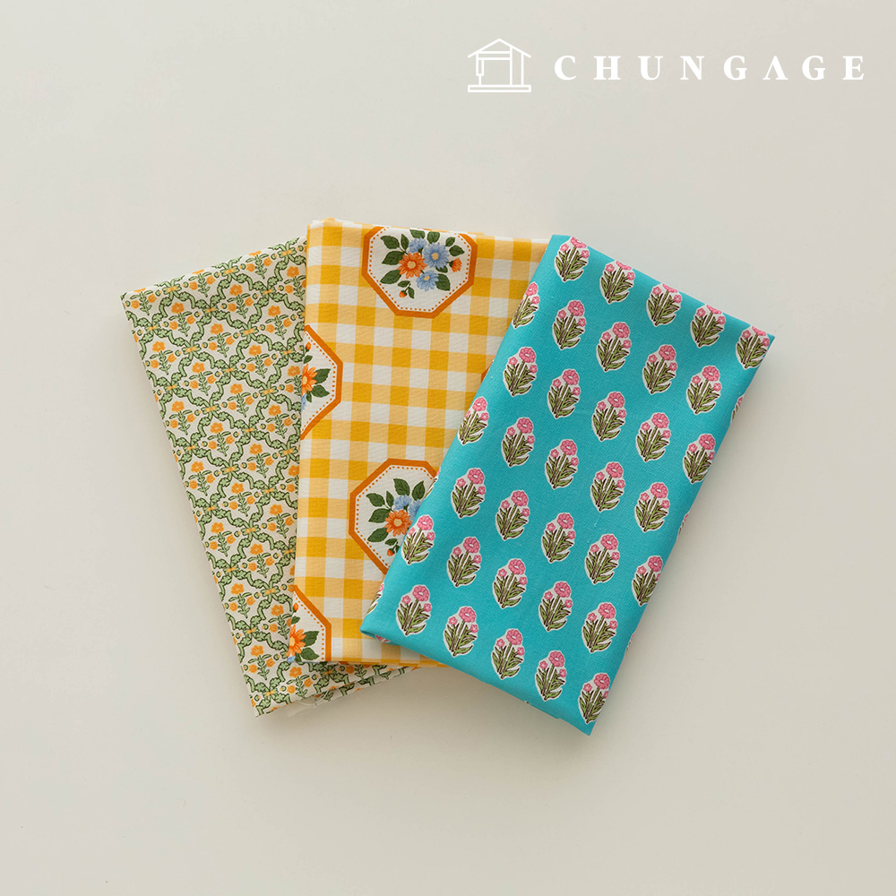 生地パッケージフラワーさくらんぼ生地チェック千人形子犬服作り3種289