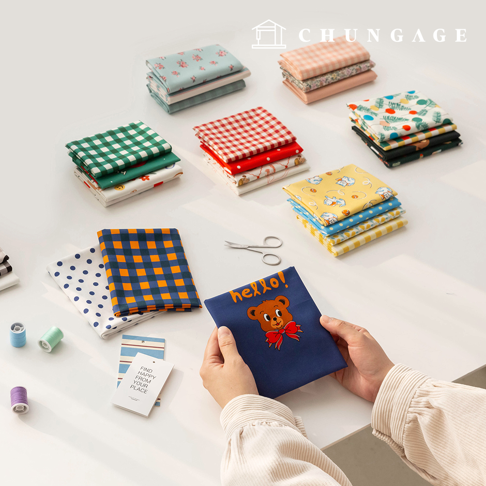 生地パッケージの方言生地花柄チェック生地子犬服作り彫刻生地ダソム64種