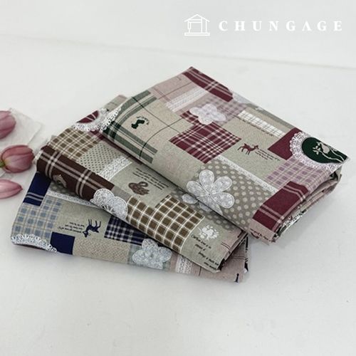 リネン生地11カウント両面チェックフラワー生地広幅フレンチパッチワーク3種