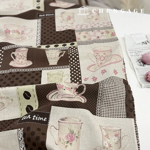 リネン生地11カウント両面チェックトット生地広幅ティータイム