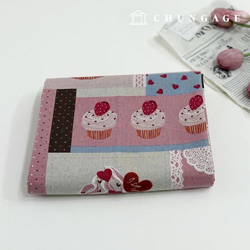 リネン生地 11 カウント 両面 果物生地 広幅 甘いカップケーキ