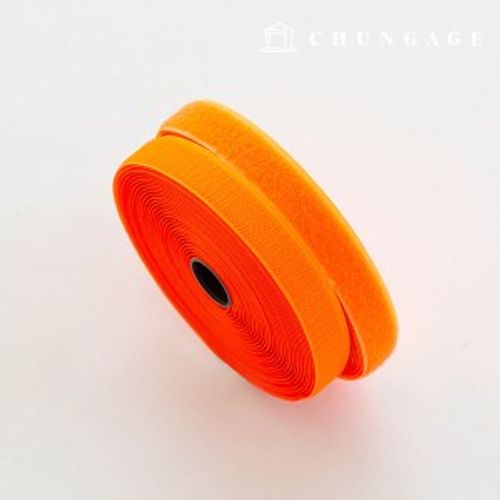 マジックテープ付き10マロール両面セット縫製用マジックテープ25mm蛍光オレンジ