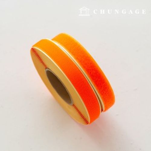 マジックテープ付き10マロールセット両面撮影テープ接着25mm蛍光オレンジ