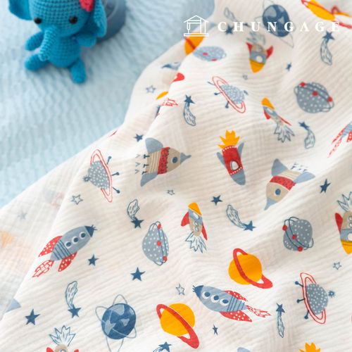 ヨル二重ガーゼ生地コットン無蛍光バイオウォッシュ生地ユニバース