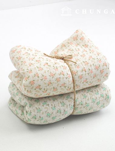 ヨル二重ガーゼ生地コットン無蛍光バイオウォッシュ生地花柄生地広幅草花2種