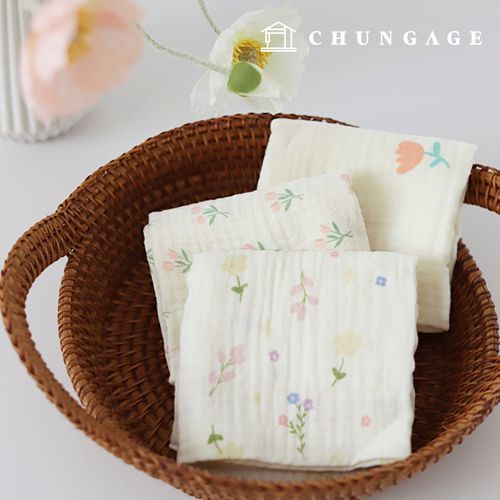 ヨル二重ガーゼ生地コットン花柄フラワー生地ブルームファブリック3種