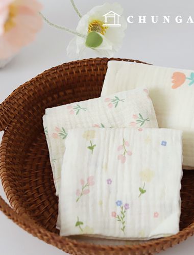 ヨル二重ガーゼ生地コットン花柄フラワー生地ブルームファブリック3種