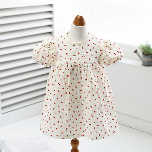 ヨル二重ガーゼ生地コットン広幅花柄フラワー生地いちご花