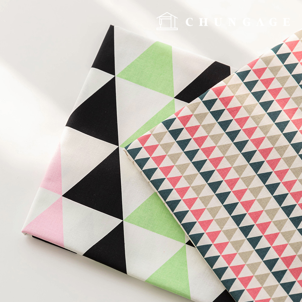 綿生地20カウント 平織り幾何学 パタン生地 クロヤン2種