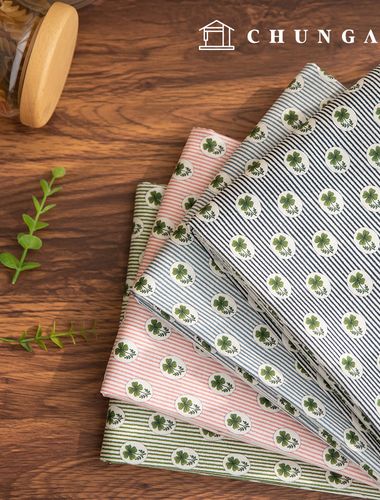 綿生地ストライプ生地20カウント 広幅ラッキールア4種