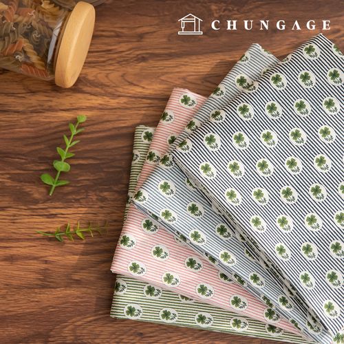 綿生地ストライプ生地20カウント 広幅ラッキールア4種