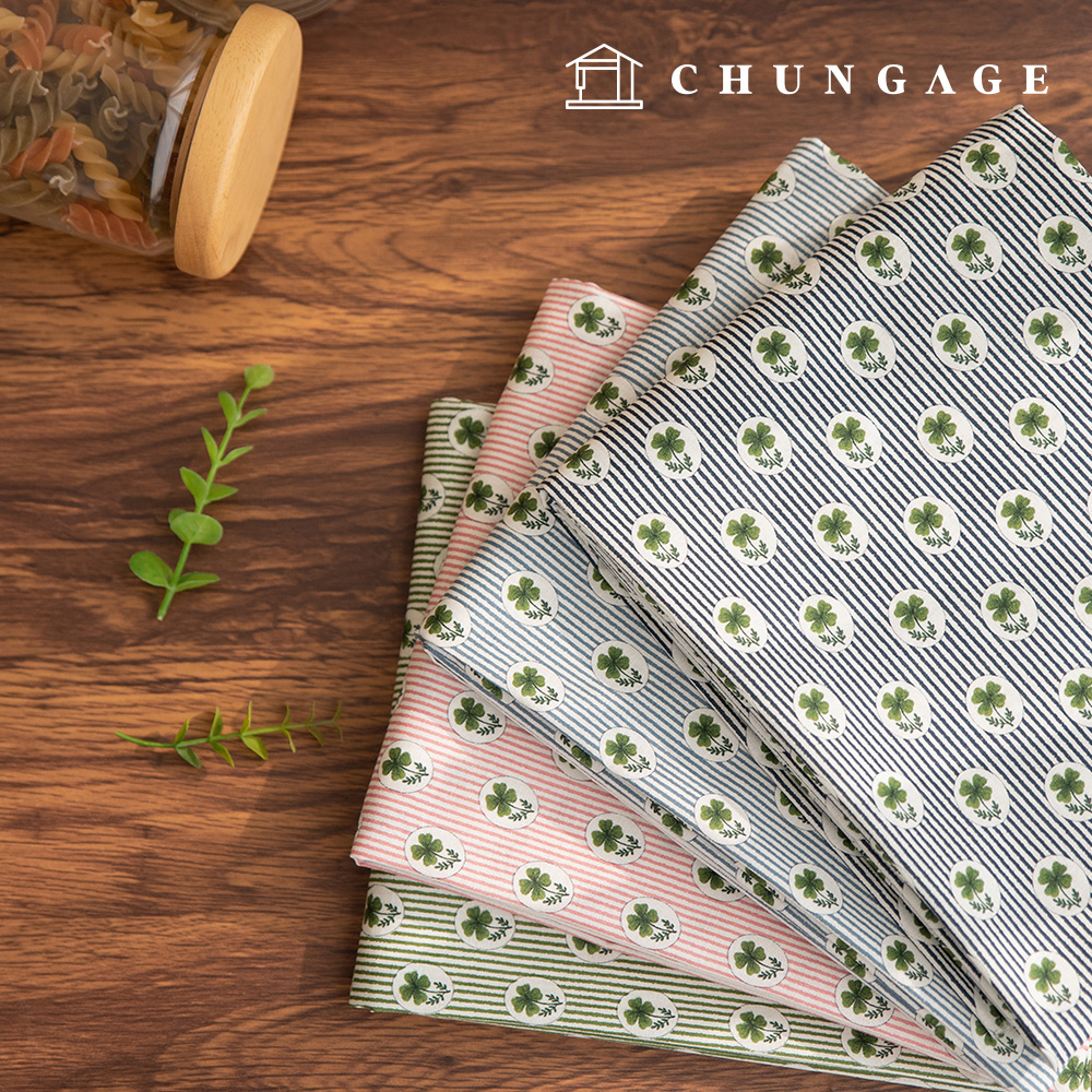 綿生地ストライプ生地20カウント 広幅ラッキールア4種