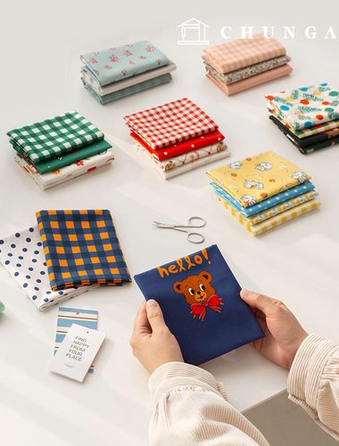 生地パッケージの方言生地花柄チェック生地子犬服作り彫刻生地ダソム64種