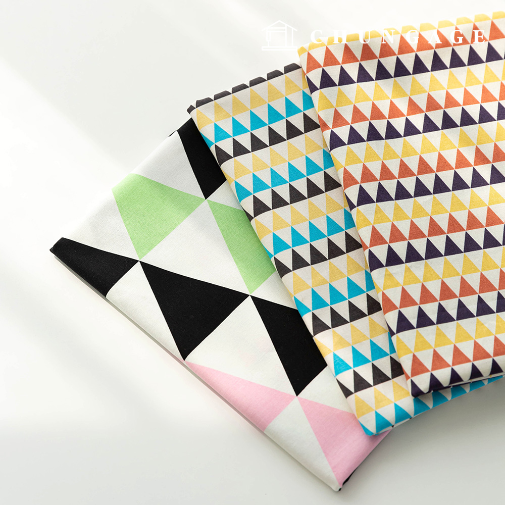 綿生地20カウント 平織り幾何学 パタン生地 クローヤン3種