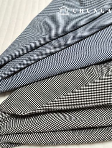 サポートミ生地ナイロンスパンシアサーカーNC生地30カウントチェック生地ブラックネイビー2種