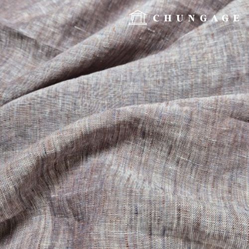 リネン生地 平織り ツトーンミックス 広幅生地 ブラウンブルー