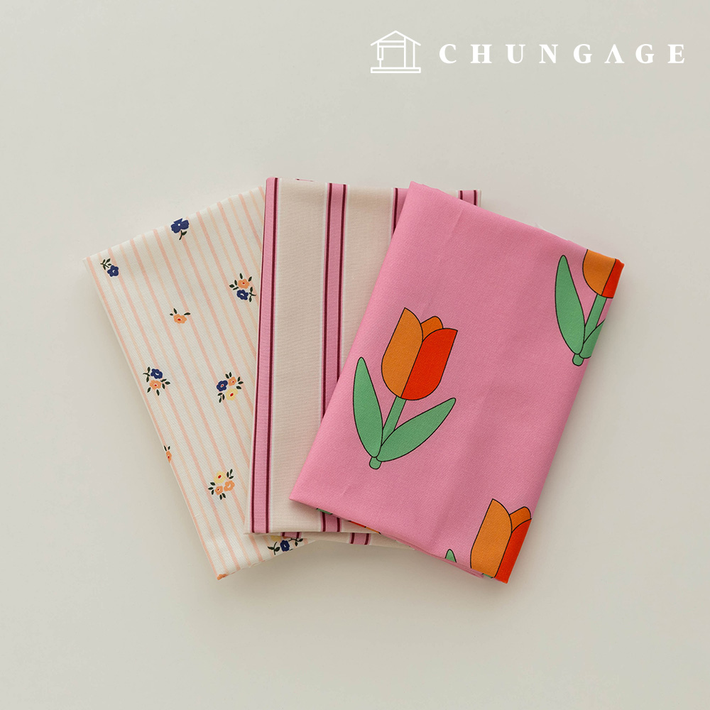 生地パッケージフラワーさくらんぼ生地ストライプ布人形子犬服作り3種272