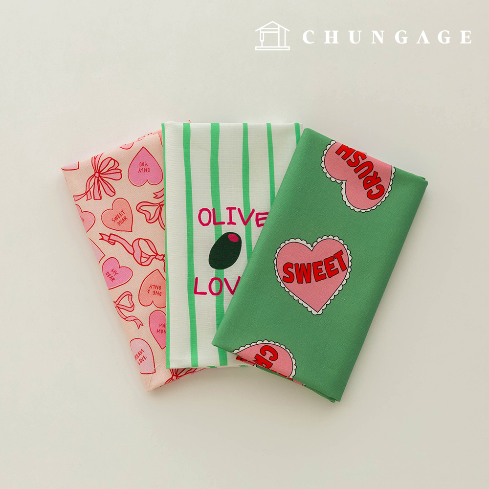 生地パッケージハート方言生地ストライプ布人形子犬服作り3種275