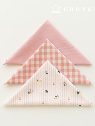 生地パッケージフラワーさざつ生地花柄平織りチェック千人形子犬服作り3種175