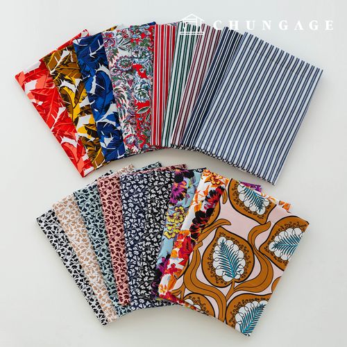 綿生地高密度花柄フラワー広幅生地バーデューア19種