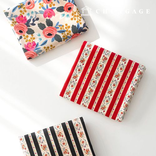 綿生地オックスフォード花柄フラワー生地フィンナックル3種