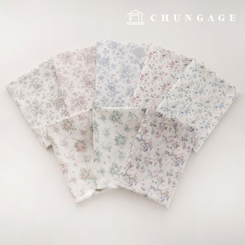 綿生地 60 カウント 中密度 花柄 フラワー 広幅生地 ウェイン 8種