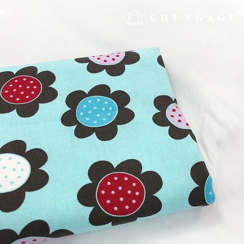 オックスフォード生地花柄フラワーパタン生地広幅ピンポンフラワー9173