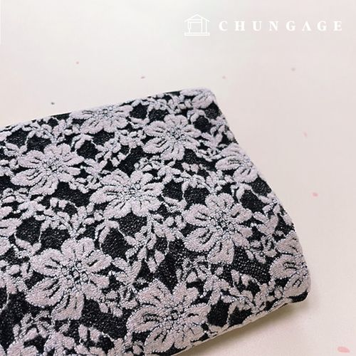 綿混紡起毛レース生地刺繍ラッセルスパンフラワー生地ダークフラワー5455