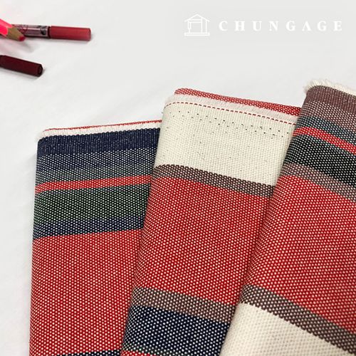 綿生地 キャンバスストライプ生地 10 カウント 先染めストライプ 3種 1401