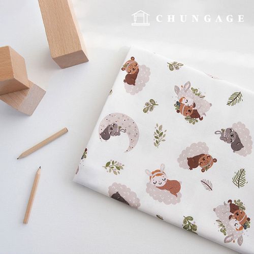 綿生地動物パタン20カウントコジクラウド9445