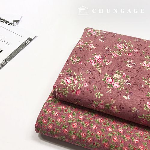 綿生地花柄フラワーパタン生地20カウント輸入風ローズデーインディピンク2種2053