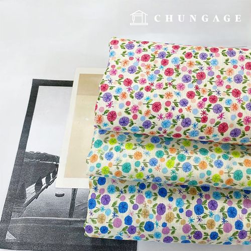 リネン生地広幅リネン布花柄フラワーナ塩タンポポ3種9244