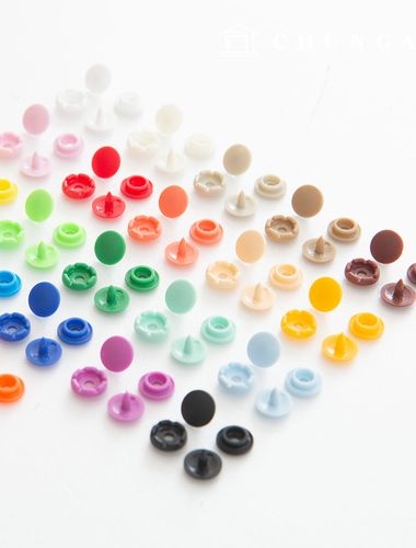 カチカチボタンプラスチックティースナップボタン服作り丸9mm 23種