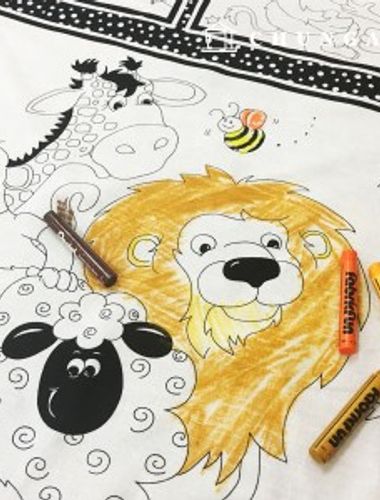 綿生地カット紙動物国ぬり絵