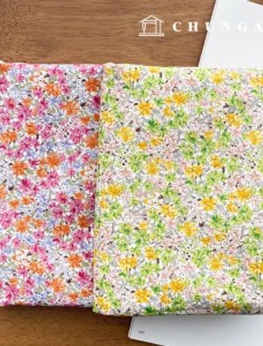 綿生地抗菌防臭加工30カウント 広幅レオナフラワー2種
