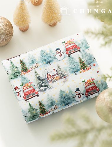 綿生地クリスマス生地20カウント生地ギフトトラック