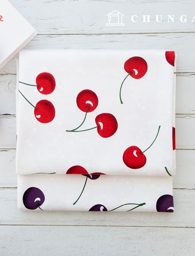 コットンオックスフォード生地 果物生地 チェリッシュ2種