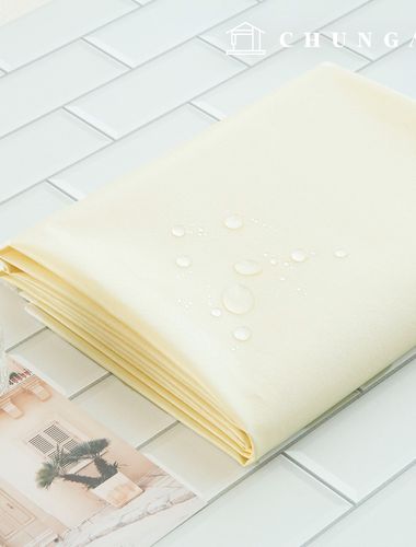 防水布 木綿ウォッシングラミネート 防水布 無毒性 TPU 広幅クリームイエロー